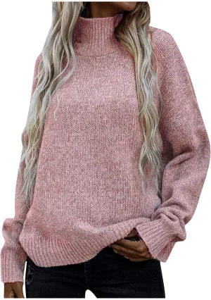 Binmer Oversized Turtleneck Sweaters for Womens 2024 Winter Casual Long Sleeve Knit Pullover Sweater Loose Warm Jumper Tops