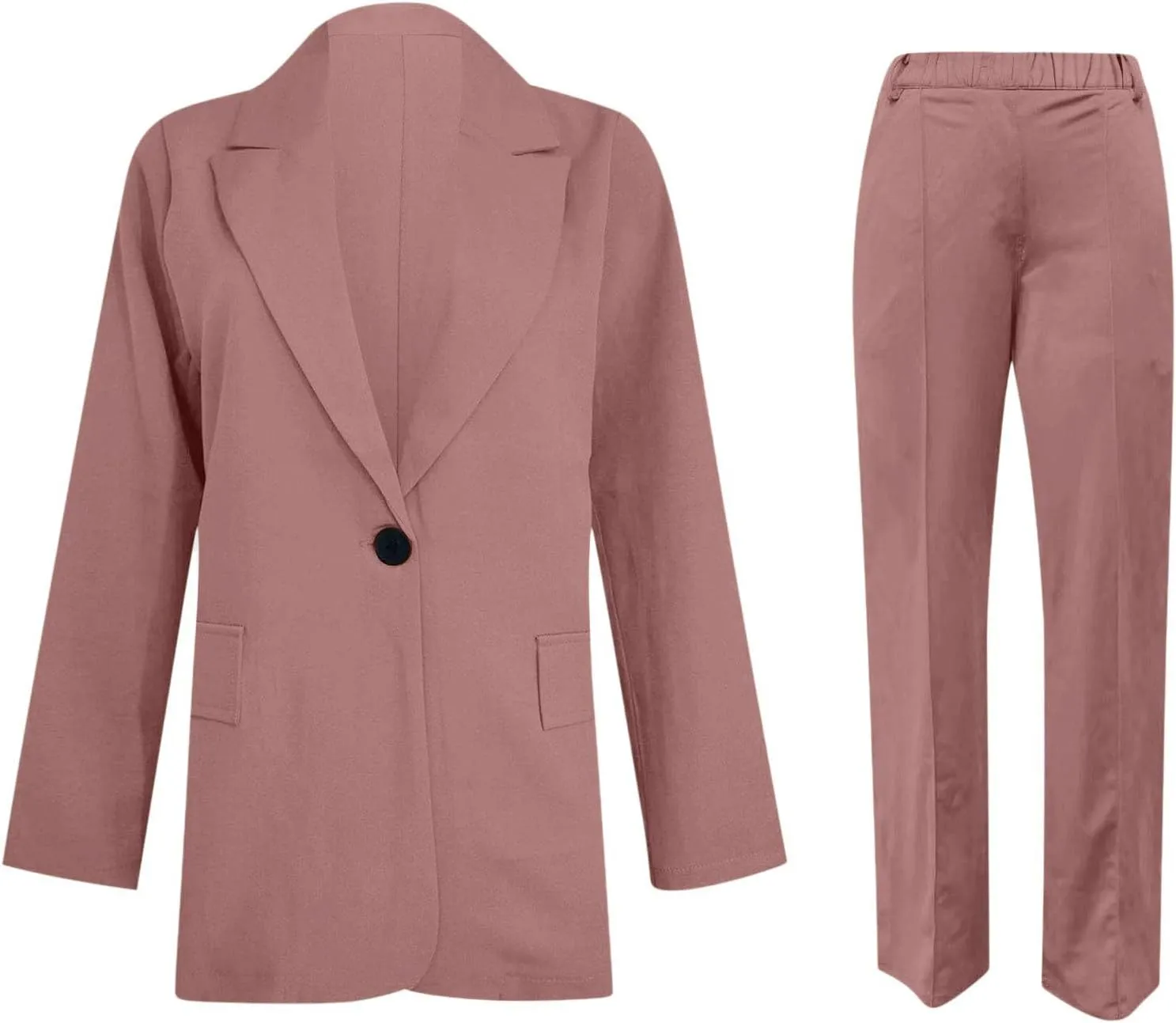 Blazer Sets Women 2 Piece Outfits Open Front Business Casual Jackets Elastic Waist Dress Pants Fashion Suit Sets