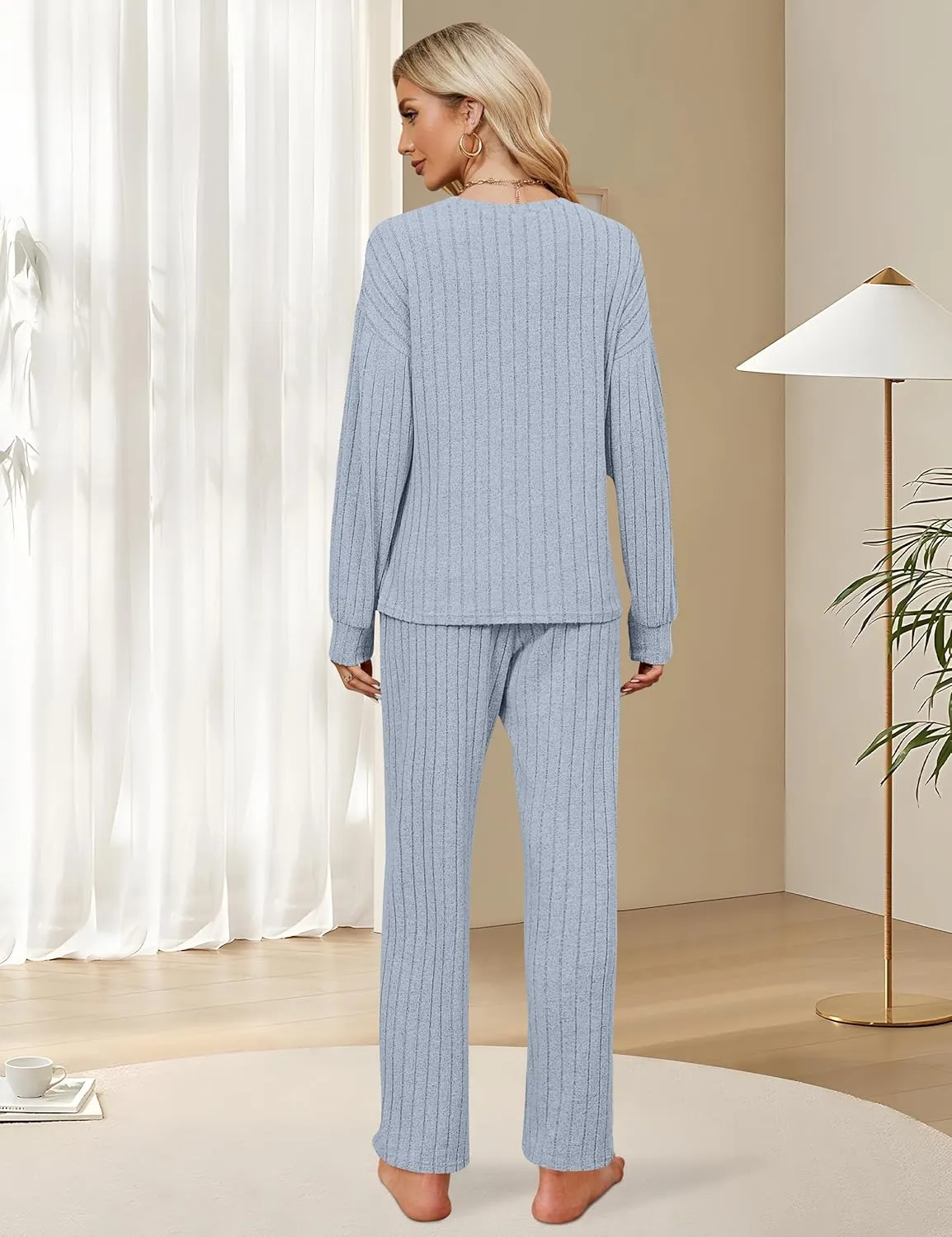 Blooming Jelly Womens Lounge Set Cute Long Sleeve Pajama Sets Casual 2 Piece Pj Outfit Fall Sleepwear Pockets