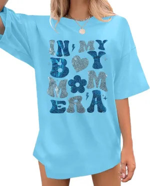 Boy Mom Shirts Mama Tops : Women Oversized Mama Graphic Tees Mom Tshirt Tops