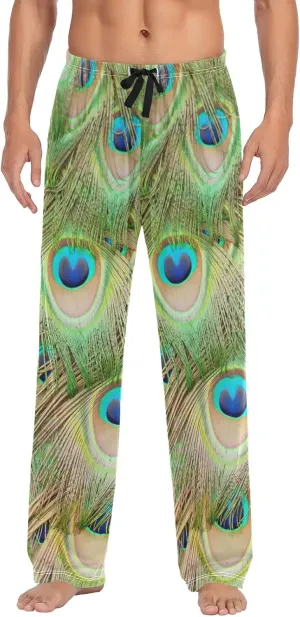 Bright Color Peacock Feather Men's Pajama Pants Sleepwear Lounge Pajama Bottoms