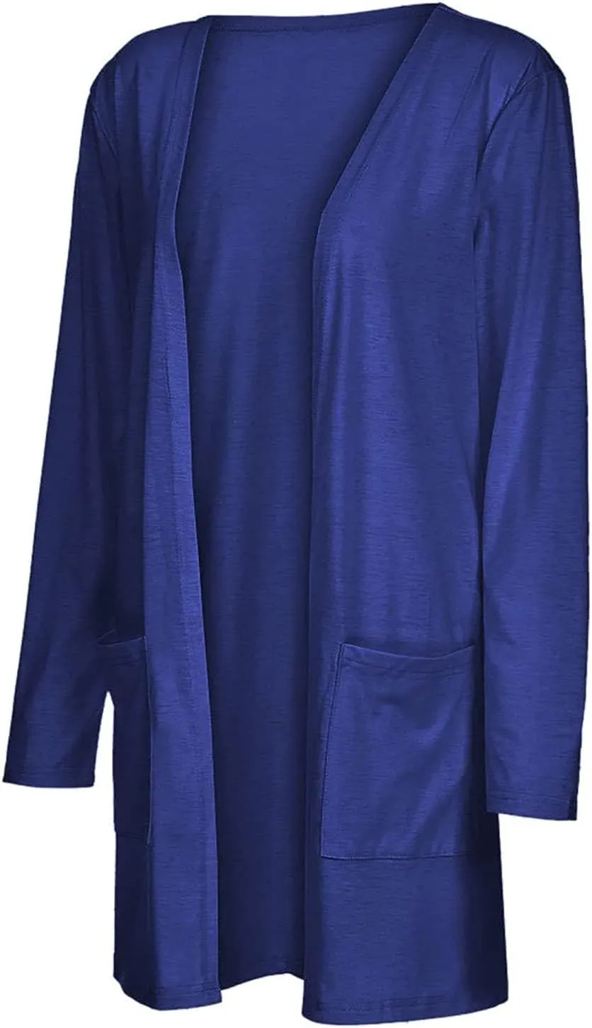 Cardigan for Women, Plus Size Long Sleeve Open Front Lightweight Cardigan Casual Soft Solid Jackets with Pockets