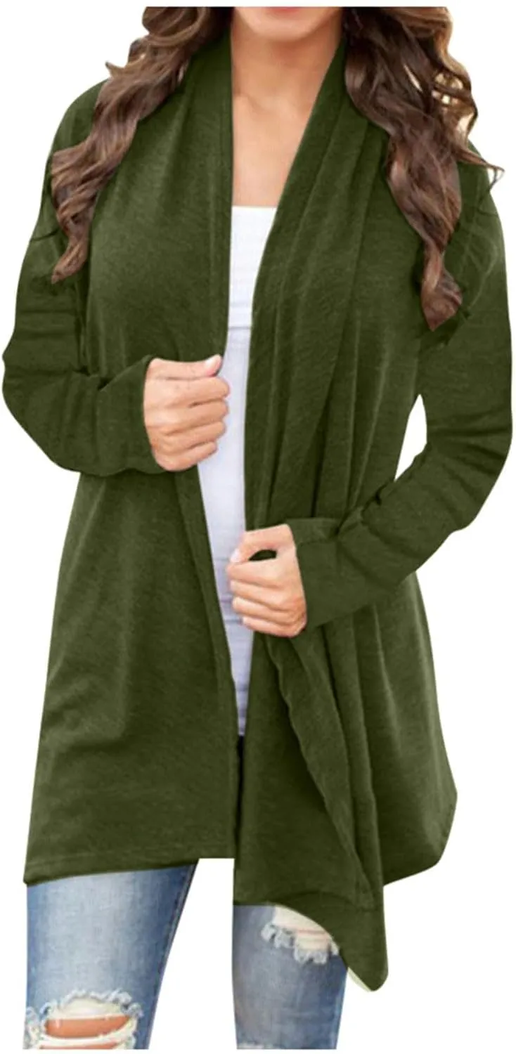 Cardigan Sweaters for Women, Casual Long Sleeve Open Front Solid Lightweight Cardigan Spring Oversized Soft Jackets