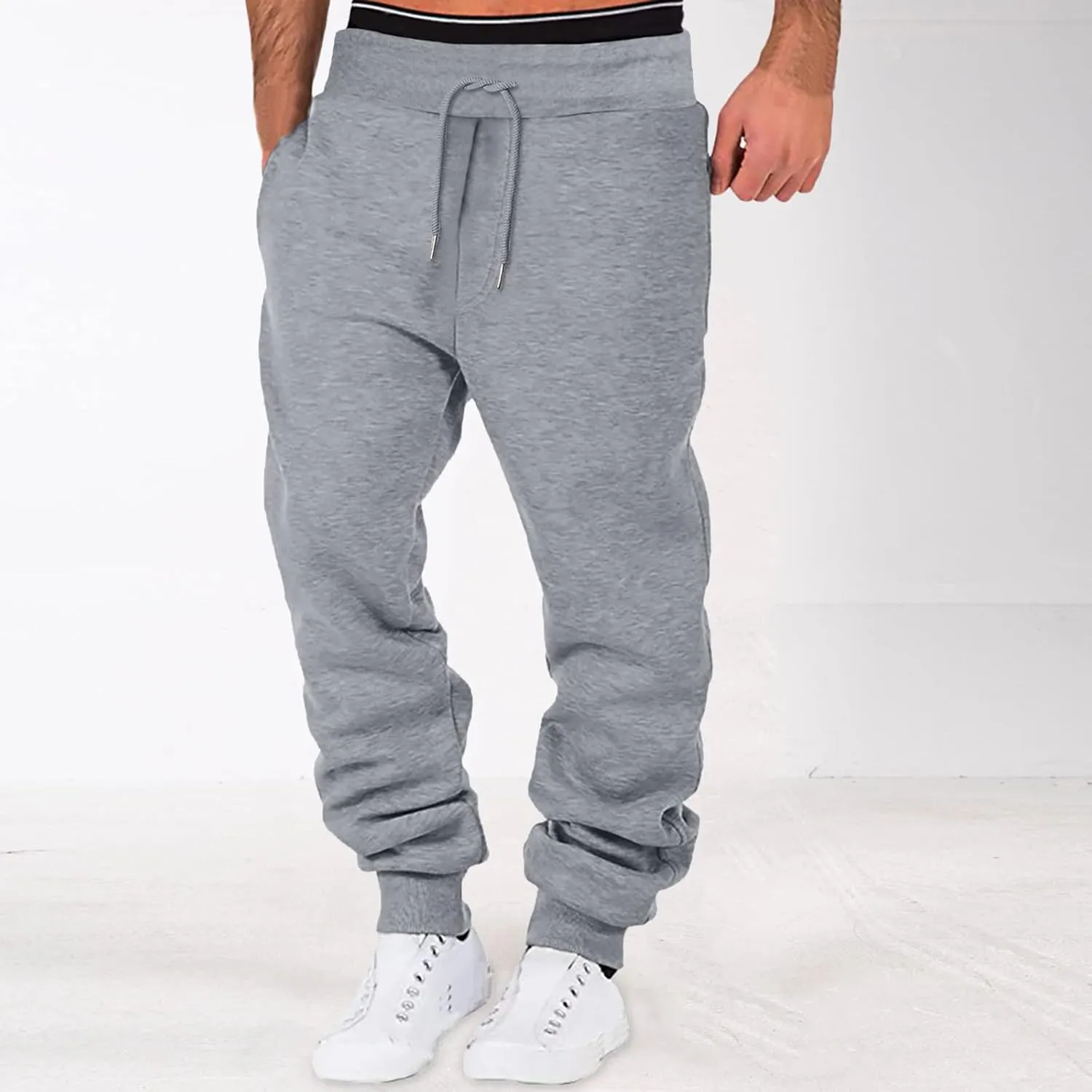 Cargo Pants for Men Relaxed Fit Drawstring Sport Trousers with Pockets Mens Sweatpants Slim Fit Sports Active Joggers