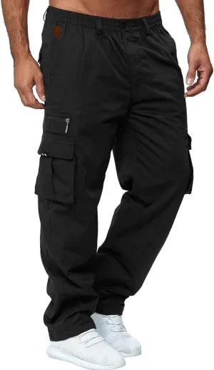 Cargo Pants for Men Relaxed Fit Pants Sports Sweats Casual Trousers Heavyweight Fleece Sweatpants with Pockets Men's