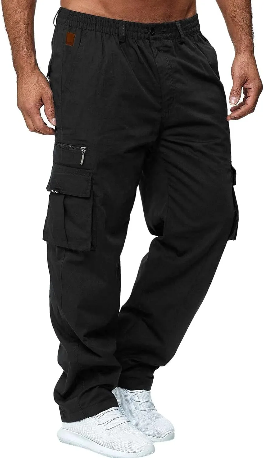 Cargo Pants for Men Relaxed Fit Pants Sports Sweats Casual Trousers Heavyweight Fleece Sweatpants with Pockets Men's