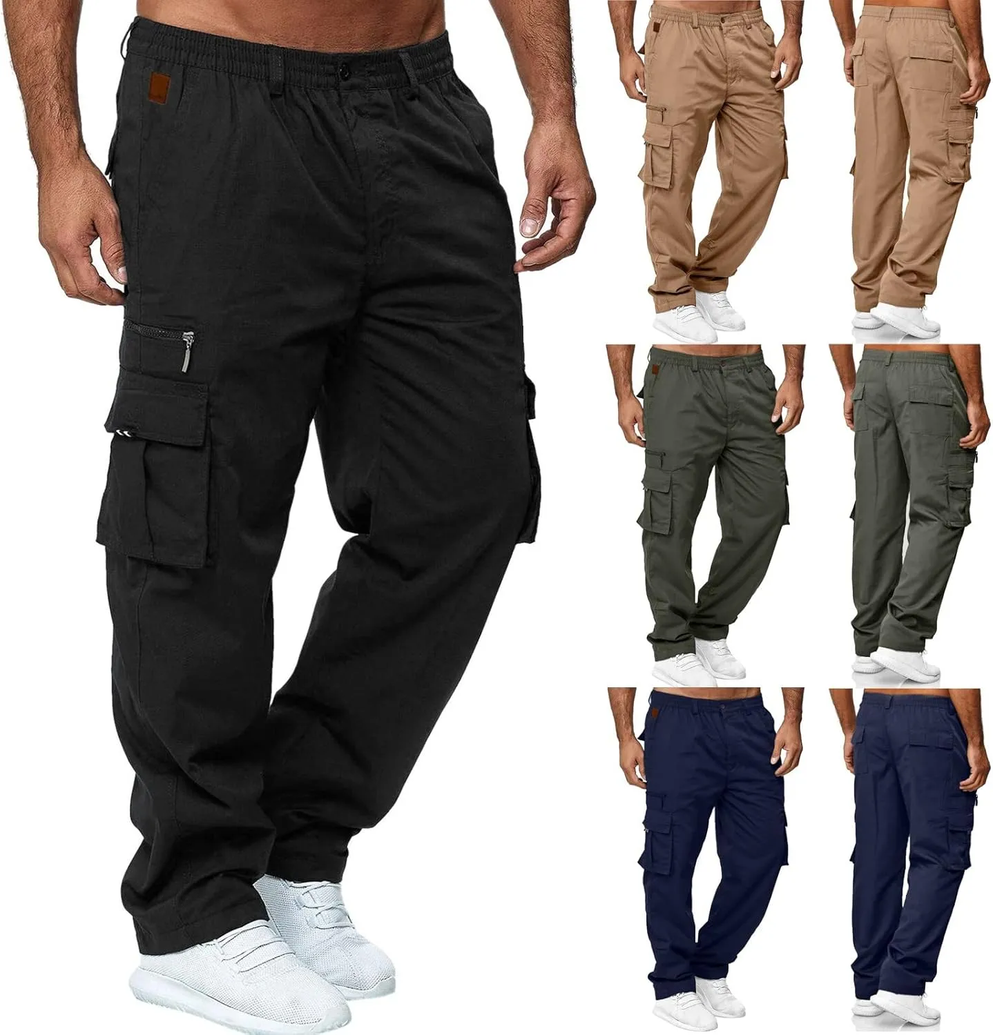 Cargo Pants for Men Relaxed Fit Pants Sports Sweats Casual Trousers Heavyweight Fleece Sweatpants with Pockets Men's