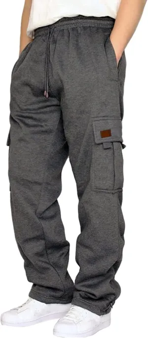 Cargo Pants for Men Relaxed Fit Pockets Men's Graphic Sweatpants Athletic Gym Running Workout Pants Drawstring Jogger