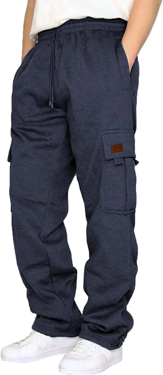 Cargo Pants for Men Relaxed Fit Pockets Men's Graphic Sweatpants Athletic Gym Running Workout Pants Drawstring Jogger