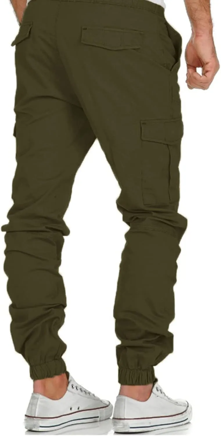 Cargo Sweatpants for Men Mens Lounge Pants Men's Fleece Lined Cargo Sweatpants Open Bottom Straight Leg Casual Loose