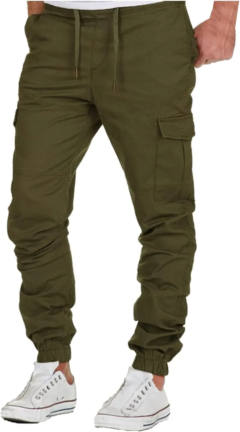 Cargo Sweatpants for Men Mens Lounge Pants Men's Fleece Lined Cargo Sweatpants Open Bottom Straight Leg Casual Loose