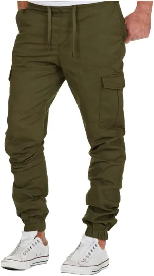 Cargo Sweatpants for Men Mens Lounge Pants Men's Fleece Lined Cargo Sweatpants Open Bottom Straight Leg Casual Loose