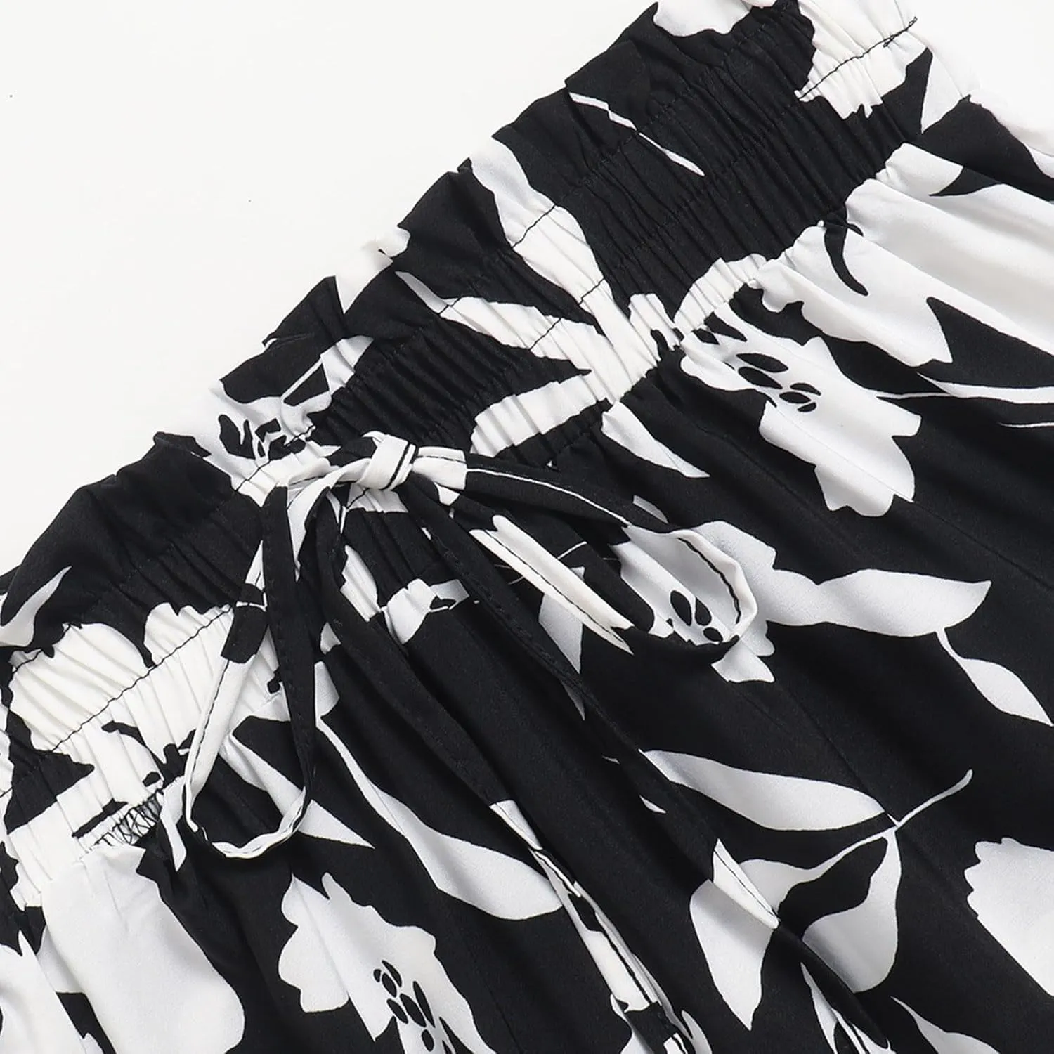 Casual Long Maxi Skirt for Women Summer Trendy Flowy Drawstring High Waist A-Line Floral Boho Skirts Versatile