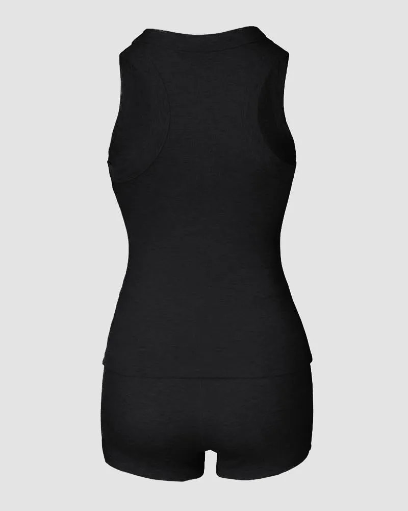 CHICME Womens Pajama Sets Casual Sleeveless Tank Top and Shorts Ribbed Knit 2 Piece Lounge Set
