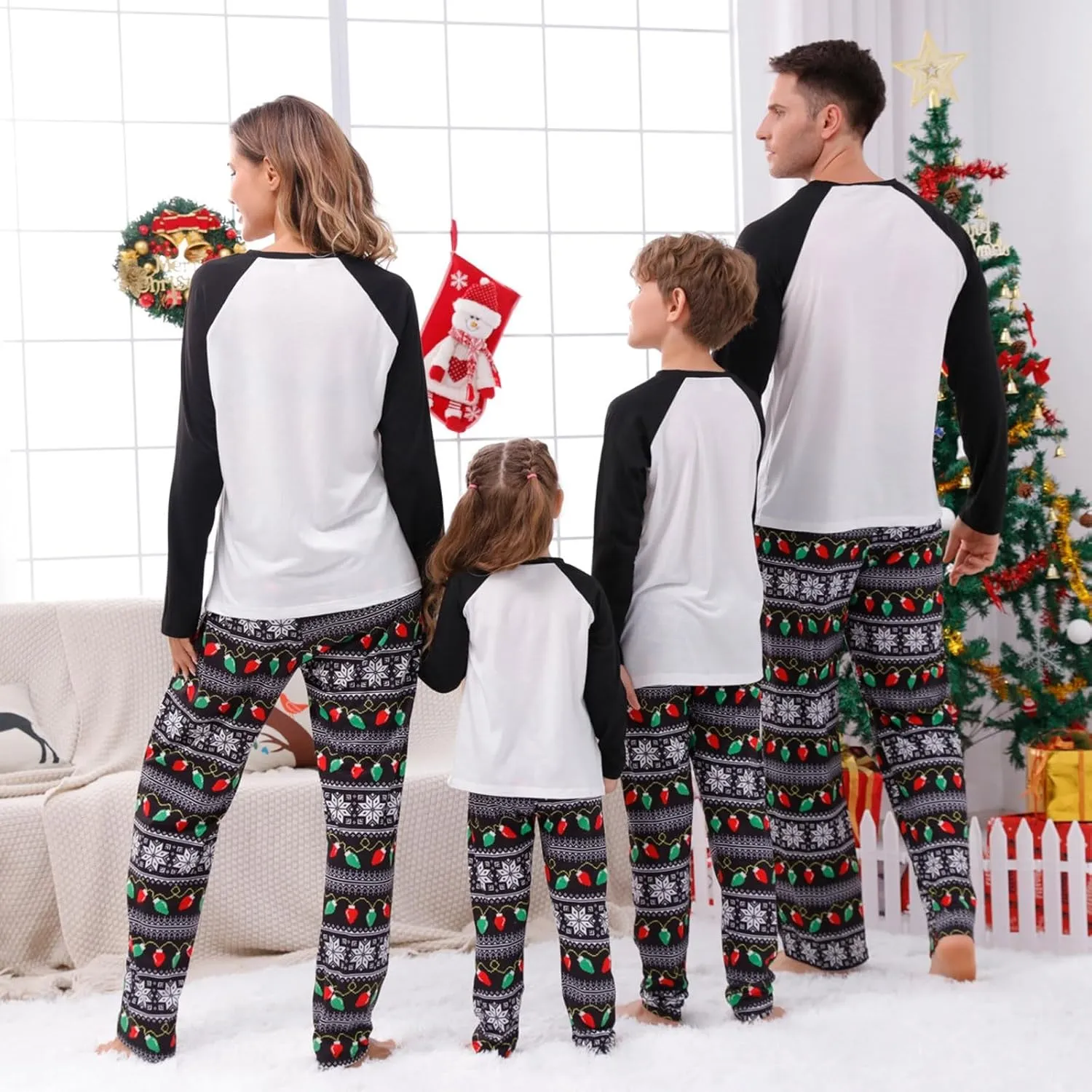 Christmas Pajamas,Family Christmas Pjs Matching Sets Holiday Jammies Letter Print Top and Plaid Pants Xmas Sleepwear