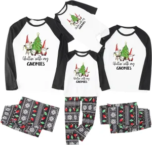 Christmas Pajamas,Family Christmas Pjs Matching Sets Holiday Jammies Letter Print Top and Plaid Pants Xmas Sleepwear
