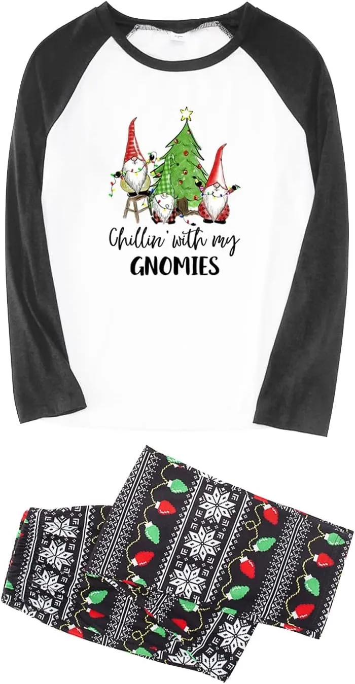 Christmas Pajamas,Family Christmas Pjs Matching Sets Holiday Jammies Letter Print Top and Plaid Pants Xmas Sleepwear