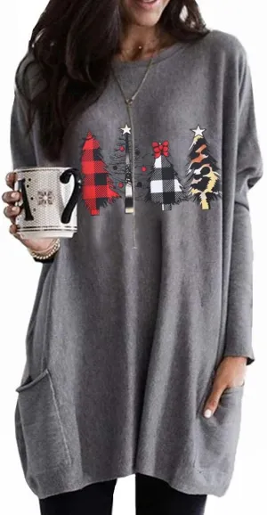 CM C&M WODRO Christmas Movie Long Sleeve Shirt Women Tops This is My Xmas Watching Sweatshirt Tree Truck Graphic Pullover Tee