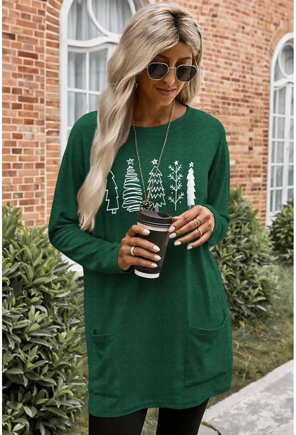 CM C&M WODRO Christmas Movie Long Sleeve Shirt Women Tops This is My Xmas Watching Sweatshirt Tree Truck Graphic Pullover Tee
