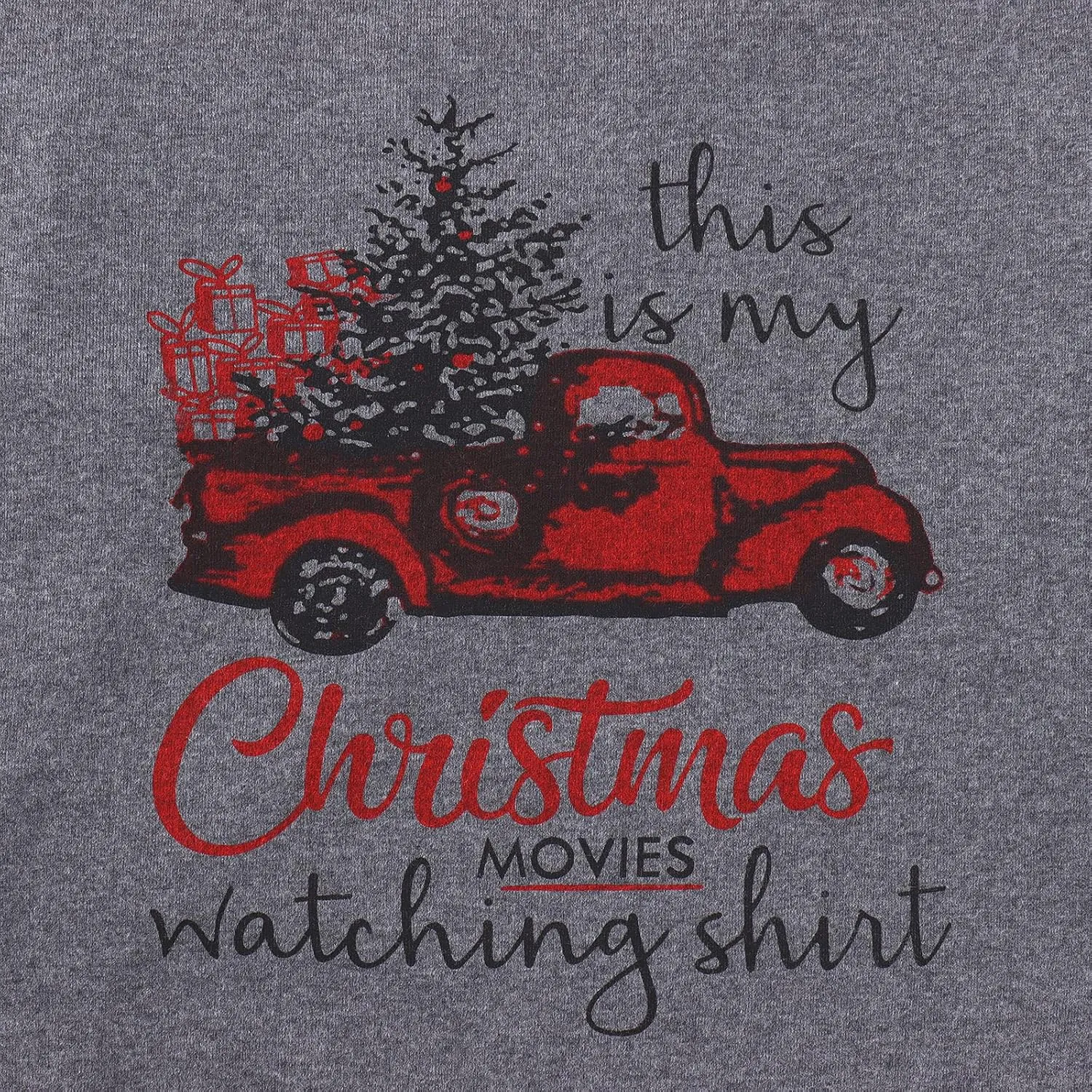 CM C&M WODRO Christmas Movie Long Sleeve Shirt Women Tops This is My Xmas Watching Sweatshirt Tree Truck Graphic Pullover Tee