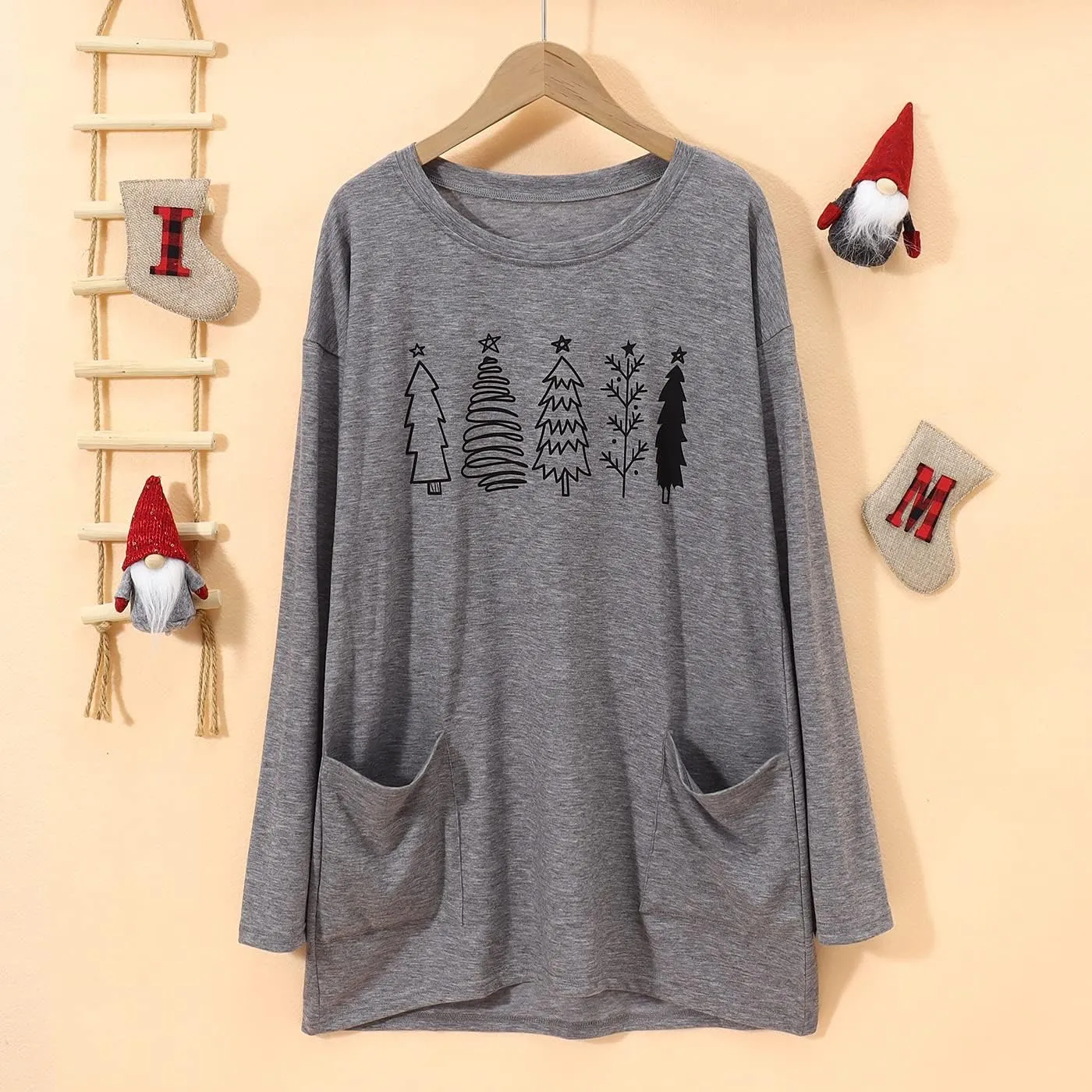 CM C&M WODRO Christmas Movie Long Sleeve Shirt Women Tops This is My Xmas Watching Sweatshirt Tree Truck Graphic Pullover Tee