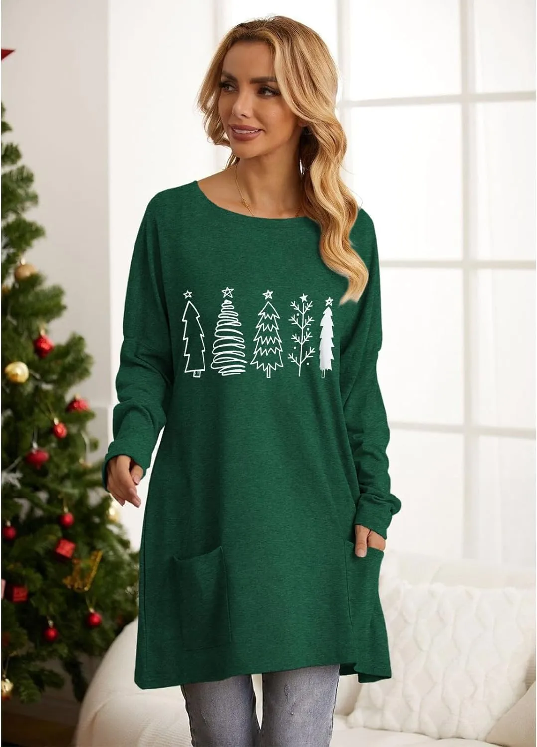 CM C&M WODRO Christmas Movie Long Sleeve Shirt Women Tops This is My Xmas Watching Sweatshirt Tree Truck Graphic Pullover Tee