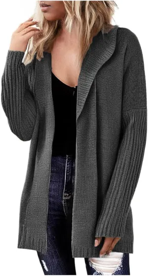 cooki Women's 2024 Fall Fashion Open Front Chunky Knit Sweater Cardigans Oversized Long Sleeve Cardigans Jacket Outerwear
