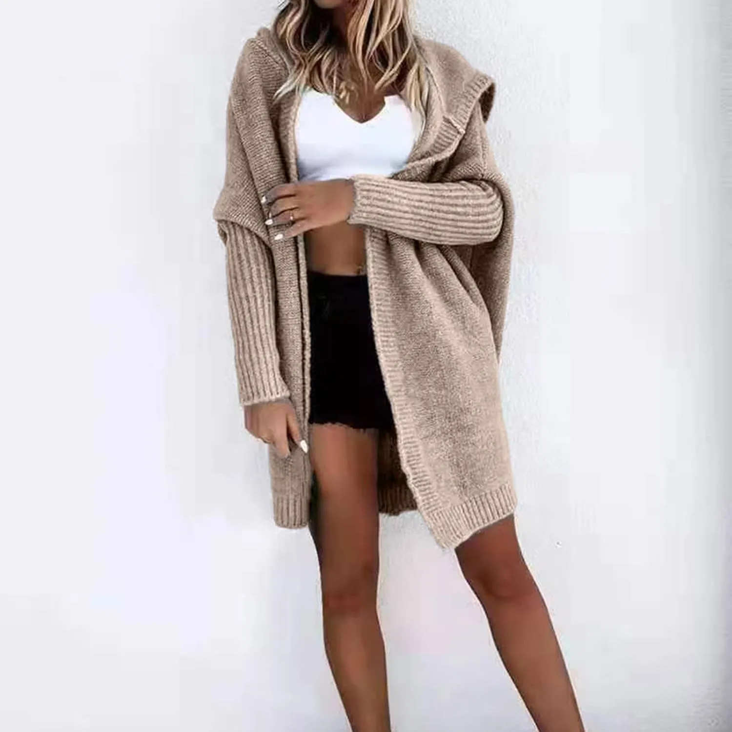 cooki Women's 2024 Fall Fashion Open Front Chunky Knit Sweater Cardigans Oversized Long Sleeve Cardigans Jacket Outerwear