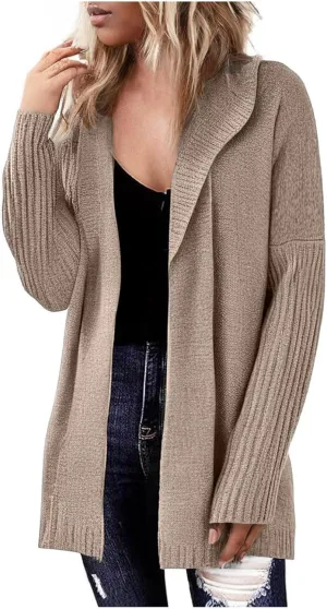 cooki Women's 2024 Fall Fashion Open Front Chunky Knit Sweater Cardigans Oversized Long Sleeve Cardigans Jacket Outerwear