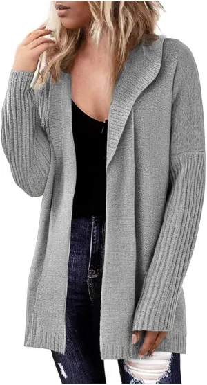 cooki Women's 2024 Fall Fashion Open Front Chunky Knit Sweater Cardigans Oversized Long Sleeve Cardigans Jacket Outerwear