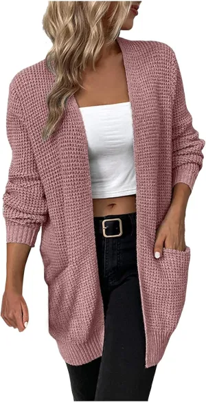 cooki Women's 2024 Fall Fashion Open Front Chunky Knit Sweater Cardigans Oversized Long Sleeve Cotton Cardigans Jacket