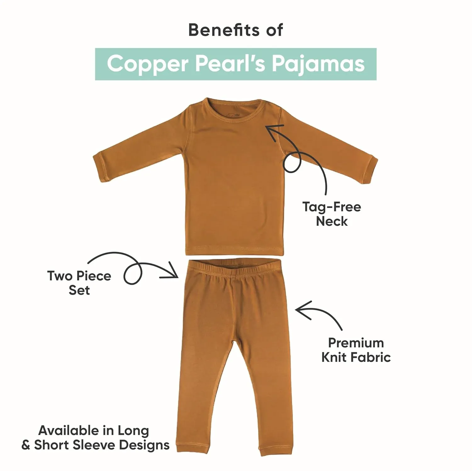 Copper Pearl Two Piece Long Sleeve Toddler Pajamas PJ Sets for Boys and Girls - Adorable Pattern Pajamas, Breathable Fabric to Keep Cool While Sleeping, Sizes 12 Months to 5T - Cutie