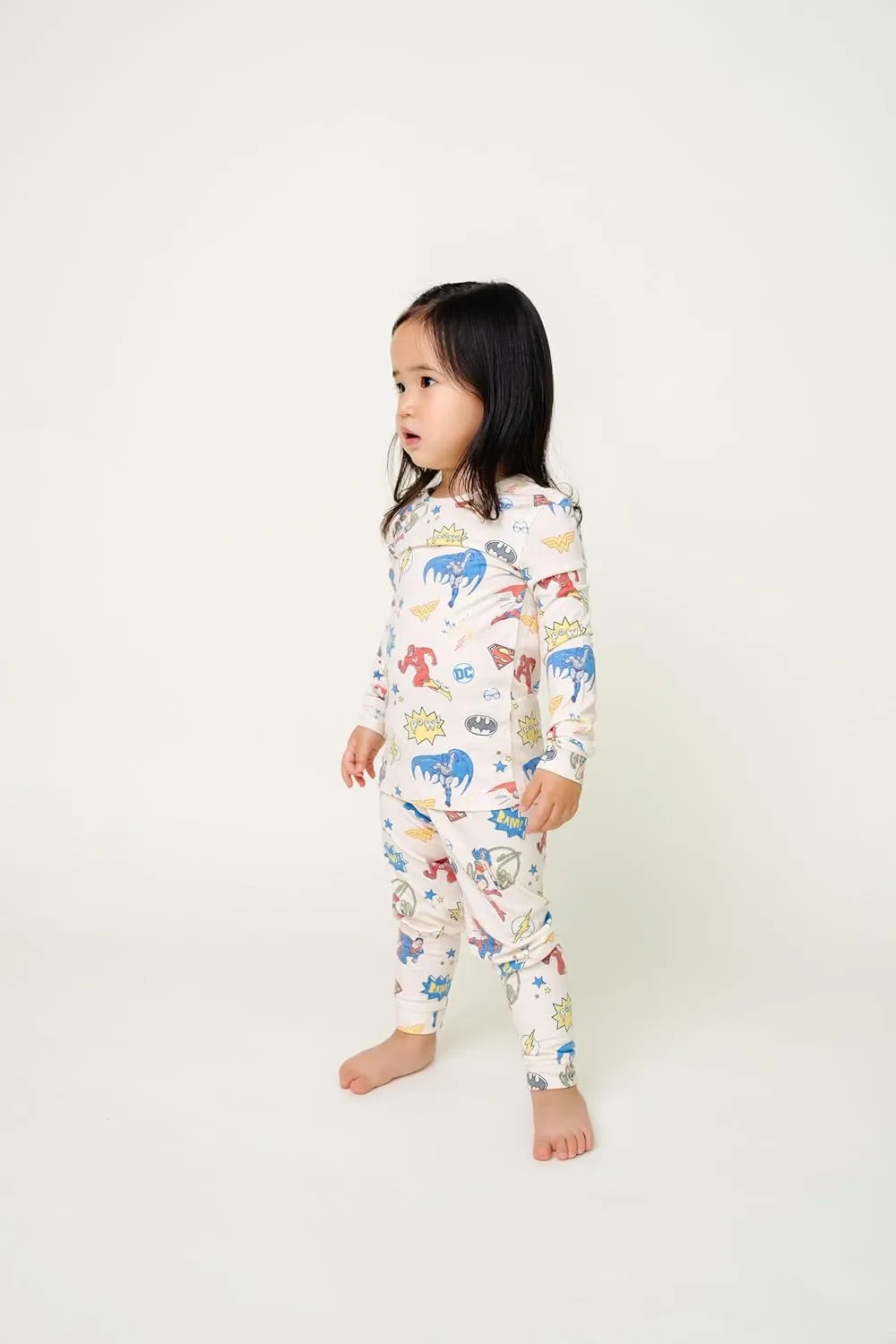 Copper Pearl Two Piece Long Sleeve Toddler Pajamas PJ Sets for Boys and Girls - Adorable Pattern Pajamas, Breathable Fabric to Keep Cool While Sleeping, Sizes 12 Months to 5T - Justice League™