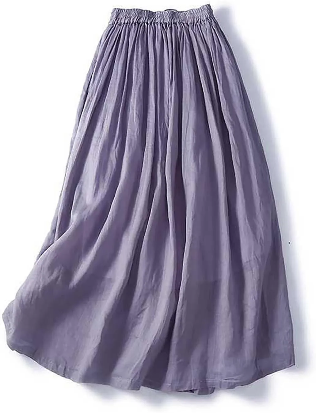 Cotton Linen Skirts Women Summer Flowy Skirts Elastic Waist Drawstring Skirts Beach Vacation Skirts Casual Maxi Skirt