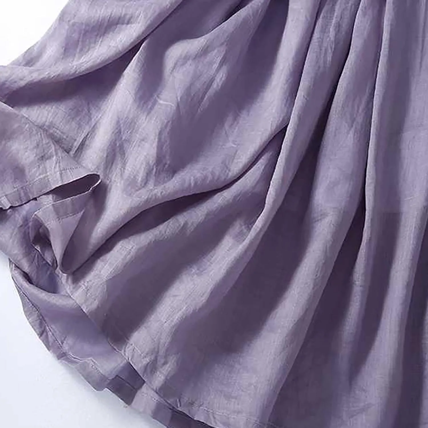 Cotton Linen Skirts Women Summer Flowy Skirts Elastic Waist Drawstring Skirts Beach Vacation Skirts Casual Maxi Skirt