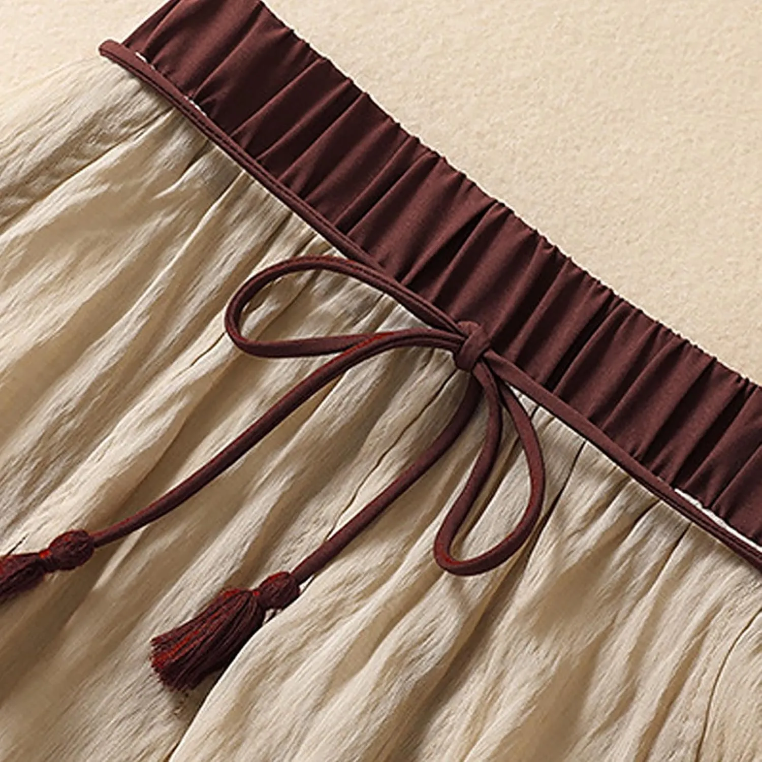 Cotton Linen Skirts Women Summer Flowy Skirts Elastic Waist Drawstring Skirts Beach Vacation Skirts Casual Maxi Skirt