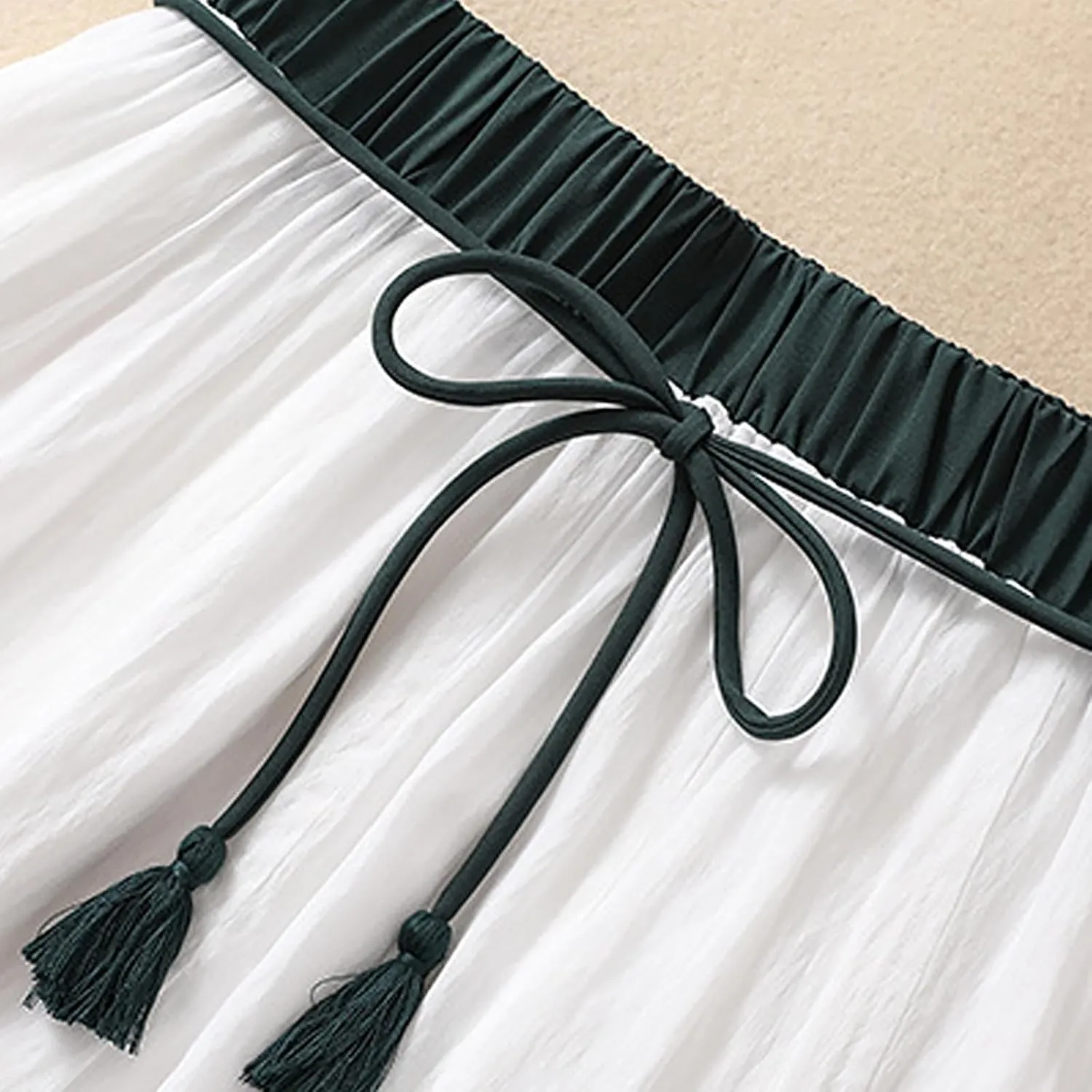 Cotton Linen Skirts Women Summer Flowy Skirts Elastic Waist Drawstring Skirts Beach Vacation Skirts Casual Maxi Skirt