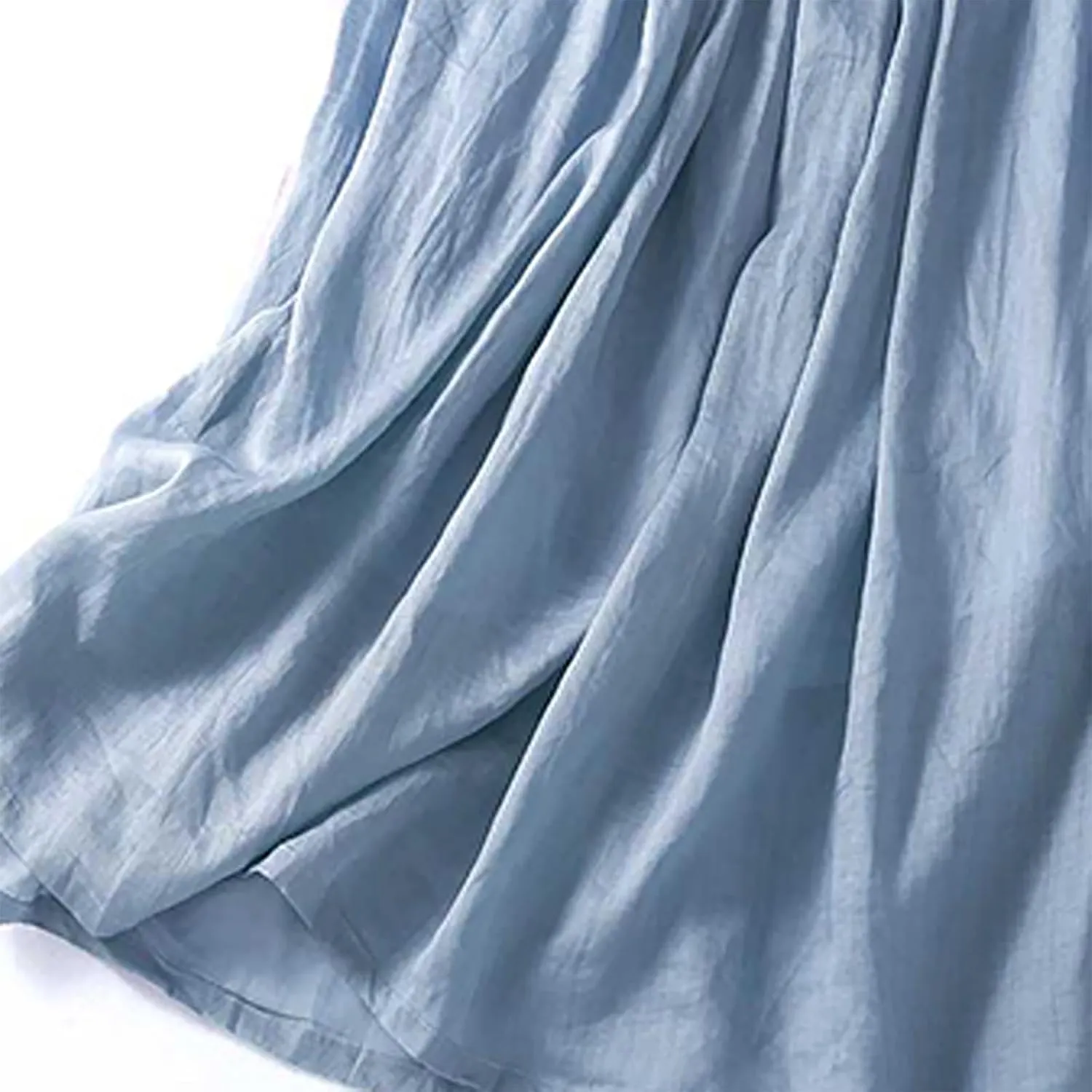 Cotton Linen Skirts Women Summer Flowy Skirts Elastic Waist Drawstring Skirts Beach Vacation Skirts Casual Maxi Skirt
