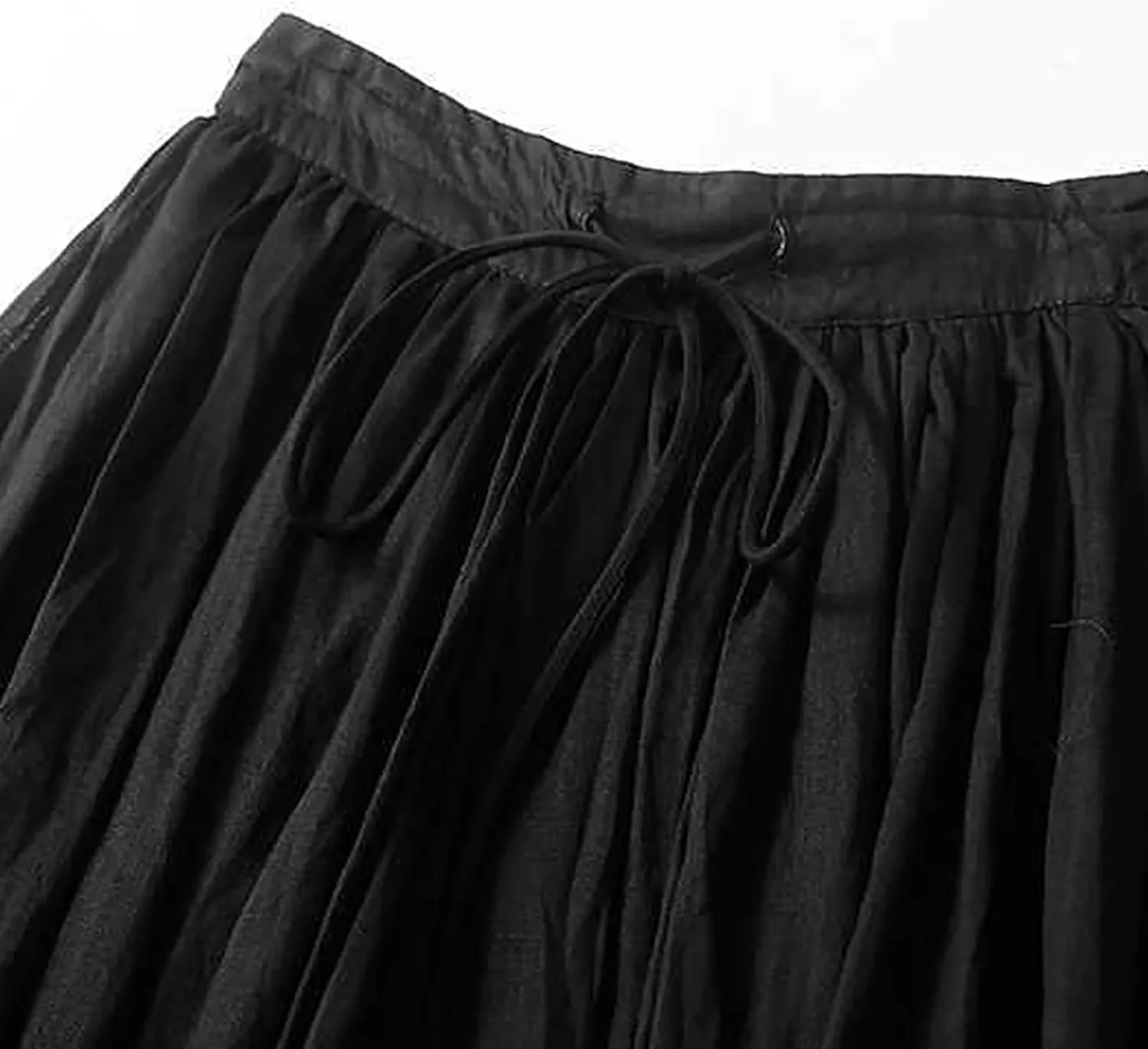 Cotton Linen Skirts Women Summer Flowy Skirts Elastic Waist Drawstring Skirts Beach Vacation Skirts Casual Maxi Skirt