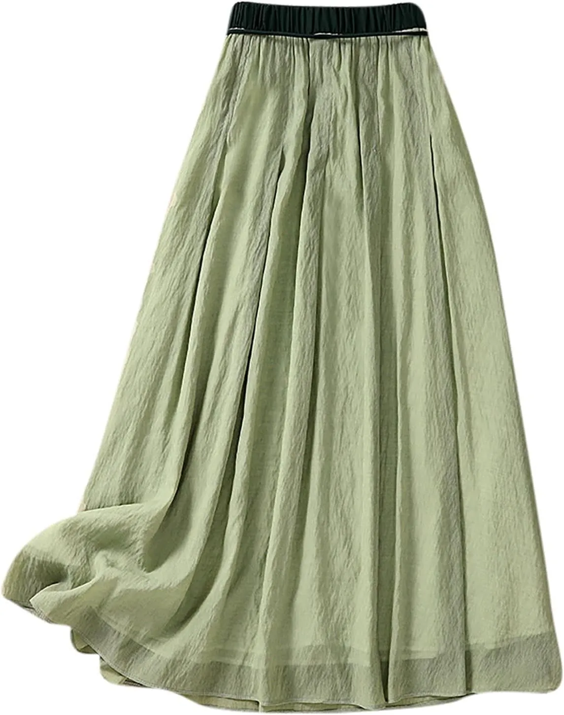 Cotton Linen Skirts Women Summer Flowy Skirts Elastic Waist Drawstring Skirts Beach Vacation Skirts Casual Maxi Skirt