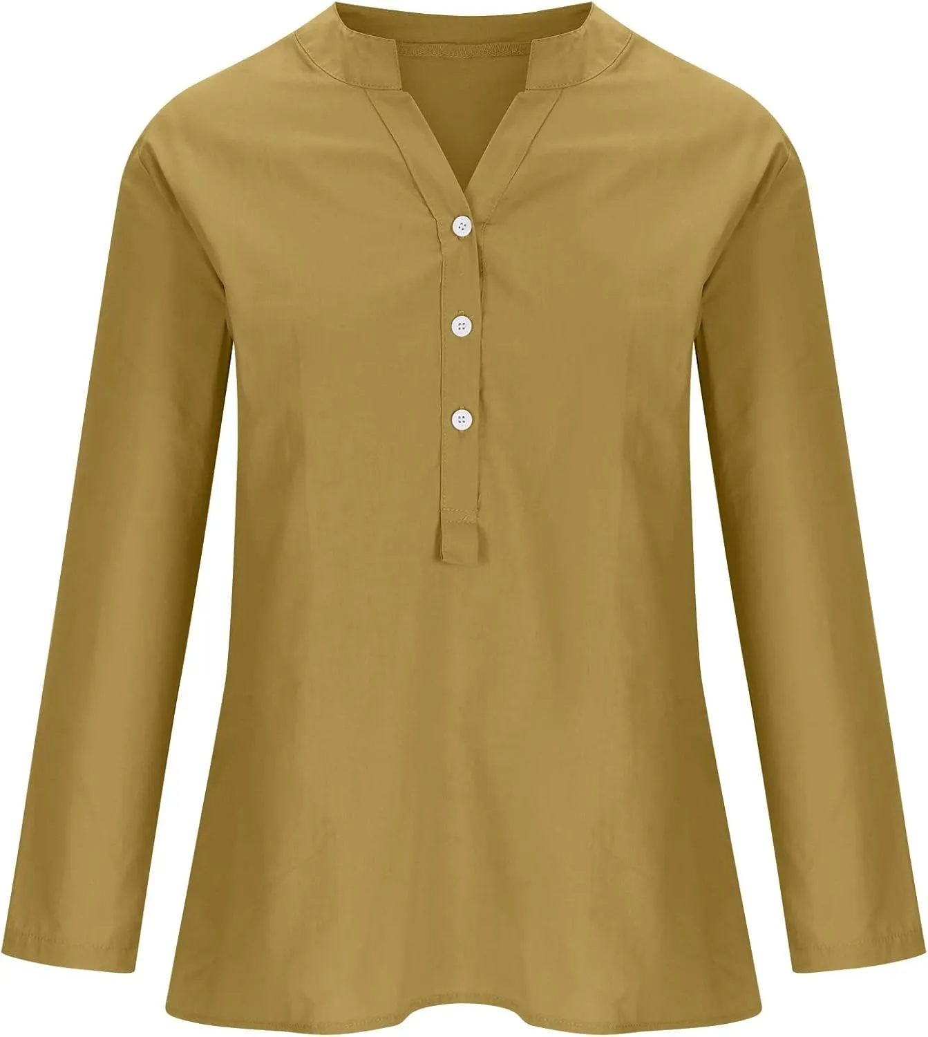Cotton Linen Tops for Women 3/4 Sleeve Loose Fit Shirts Fashion Casual Solid Color V Neck Blouses 2024 Summer Tops