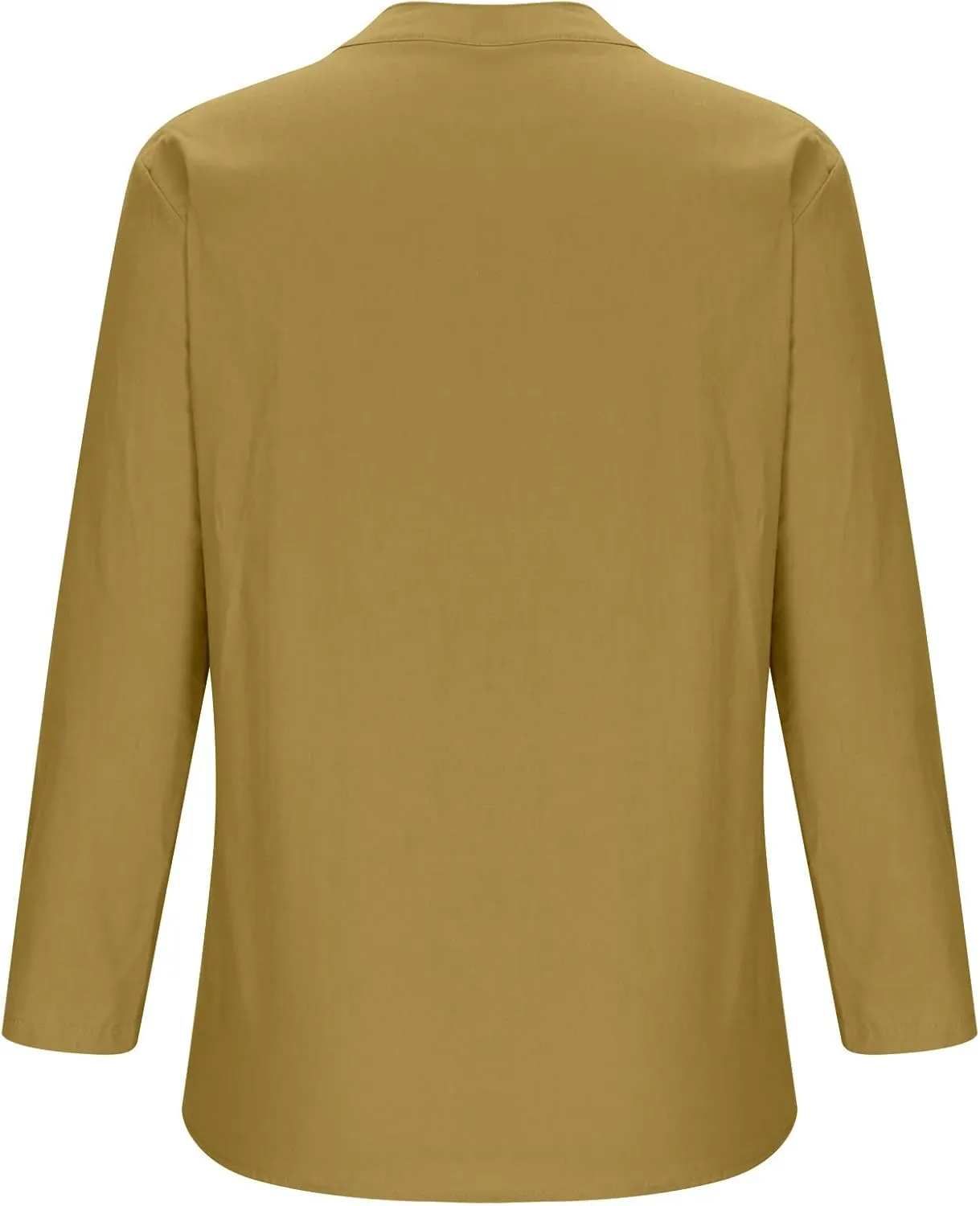 Cotton Linen Tops for Women 3/4 Sleeve Loose Fit Shirts Fashion Casual Solid Color V Neck Blouses 2024 Summer Tops