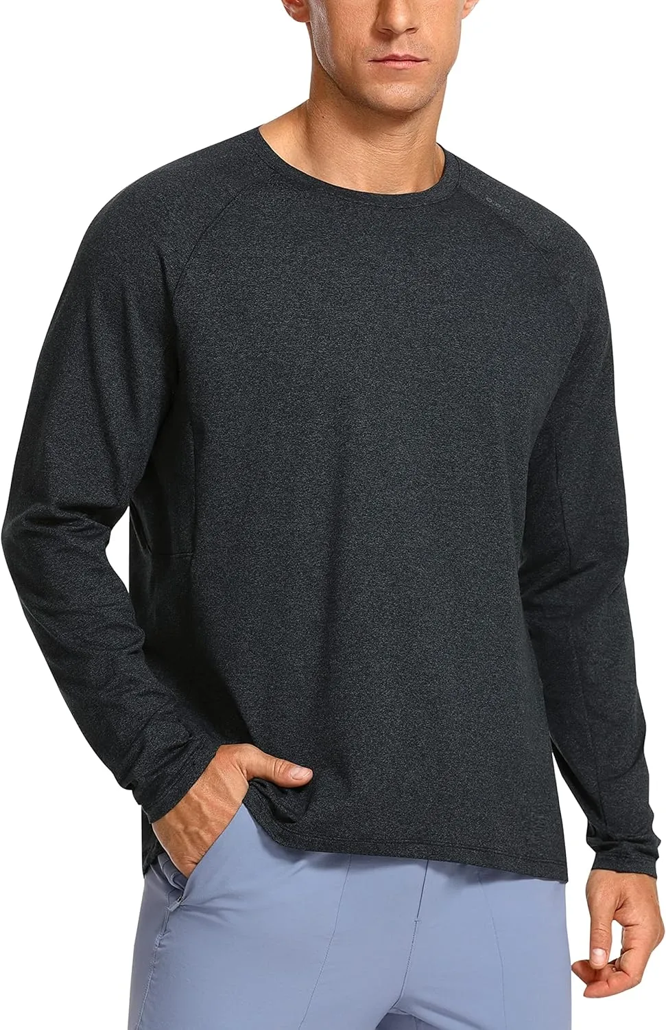 CRZ YOGA Mens Long Sleeve Tee Shirts Pullover Casual Lounge Shirts Quick Dry Running Gym Crew Neck T-Shirt Tops