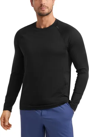 CRZ YOGA Mens Long Sleeve Tee Shirts Pullover Casual Lounge Shirts Quick Dry Running Gym Crew Neck T-Shirt Tops