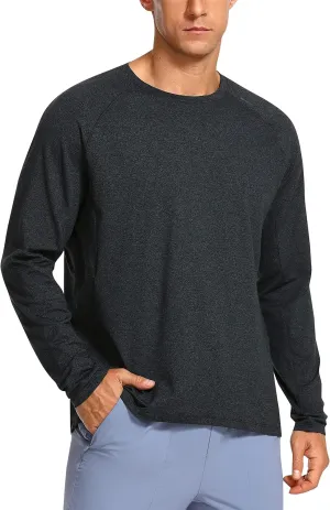 CRZ YOGA Mens Long Sleeve Tee Shirts Pullover Casual Lounge Shirts Quick Dry Running Gym Crew Neck T-Shirt Tops