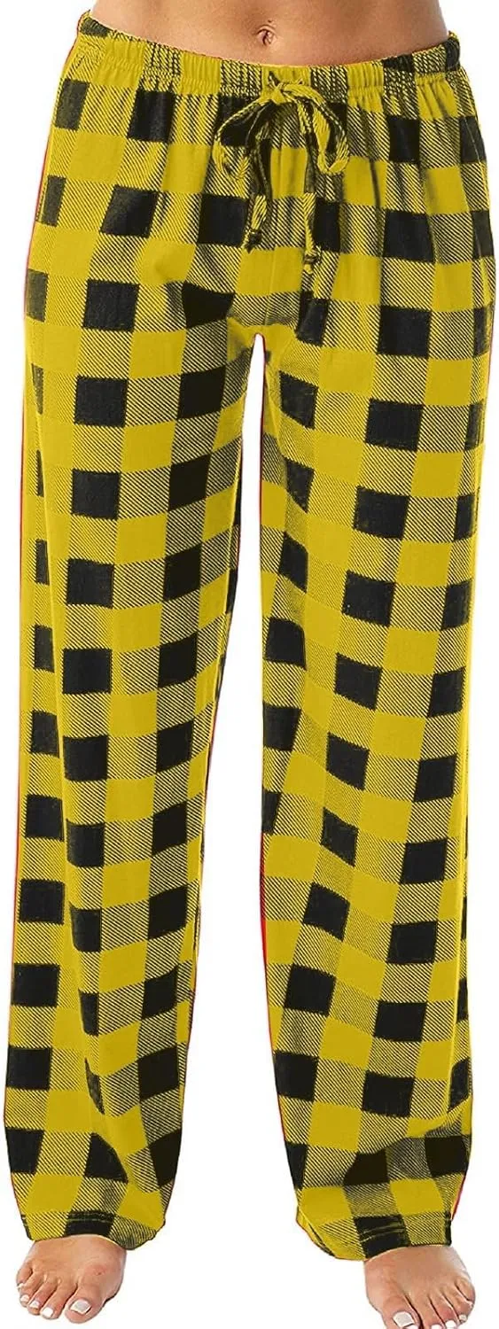 Cute Plaid Pajama Pants for Women - Casual Drawstring Bottoms - Christmas Pajamas