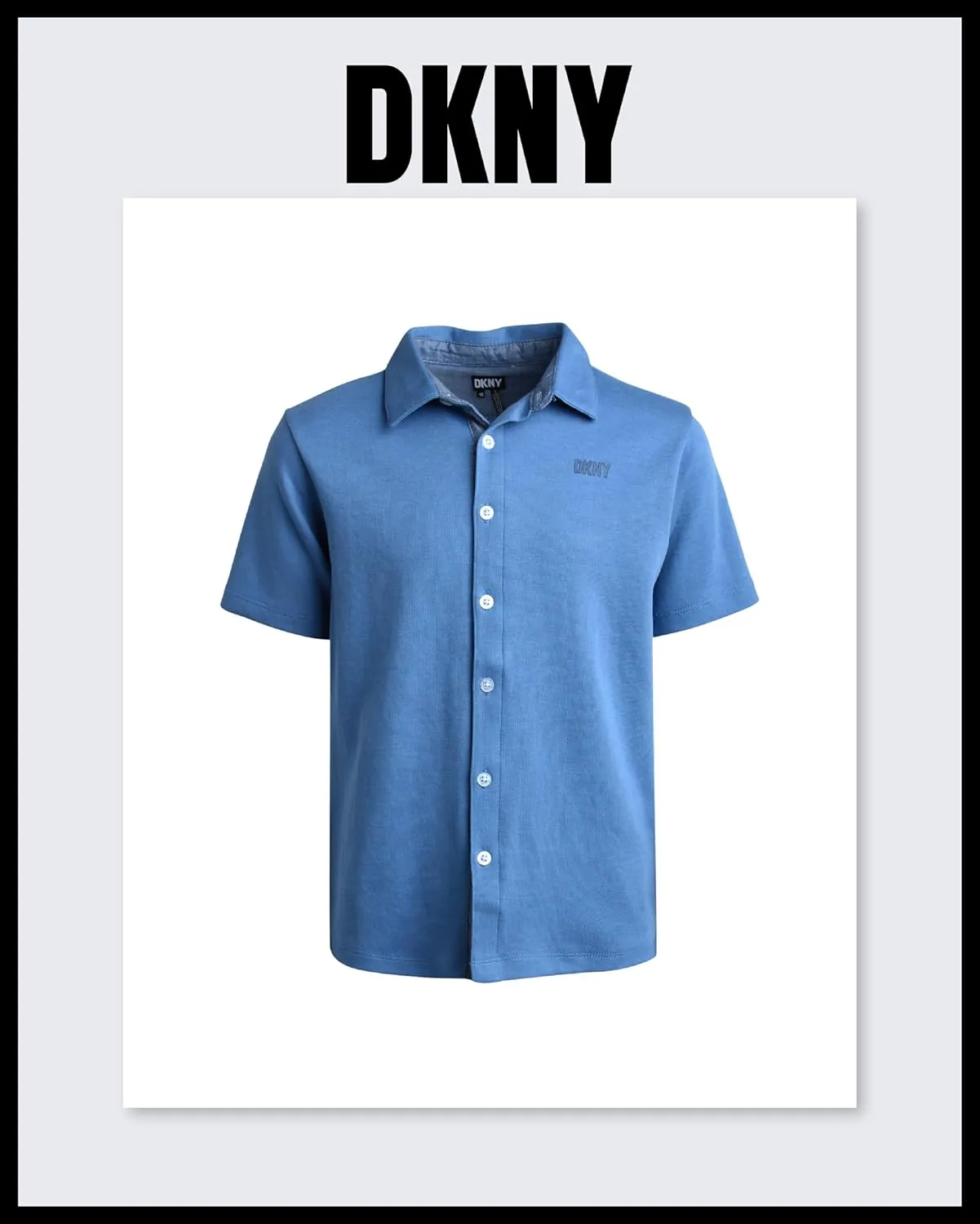 DKNY Boys' Pants Set - 2 Piece Short Sleeve Collared Button Down Shirt and Flat Front Tech Jogger Pants for Boys (Sizes:8-12)