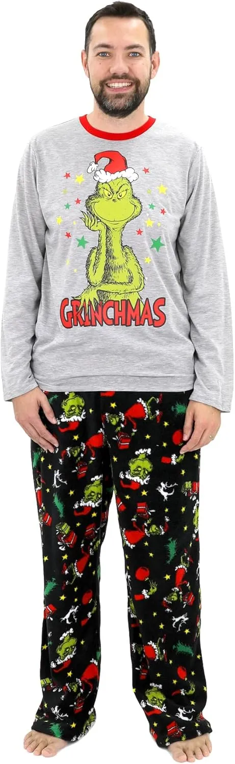 Dr. Seuss Grinch Pajamas - Family Christmas Pajamas Set - Merry Grinchmas Matching PJs - Adults & Kids Grinch Sleepwear Set