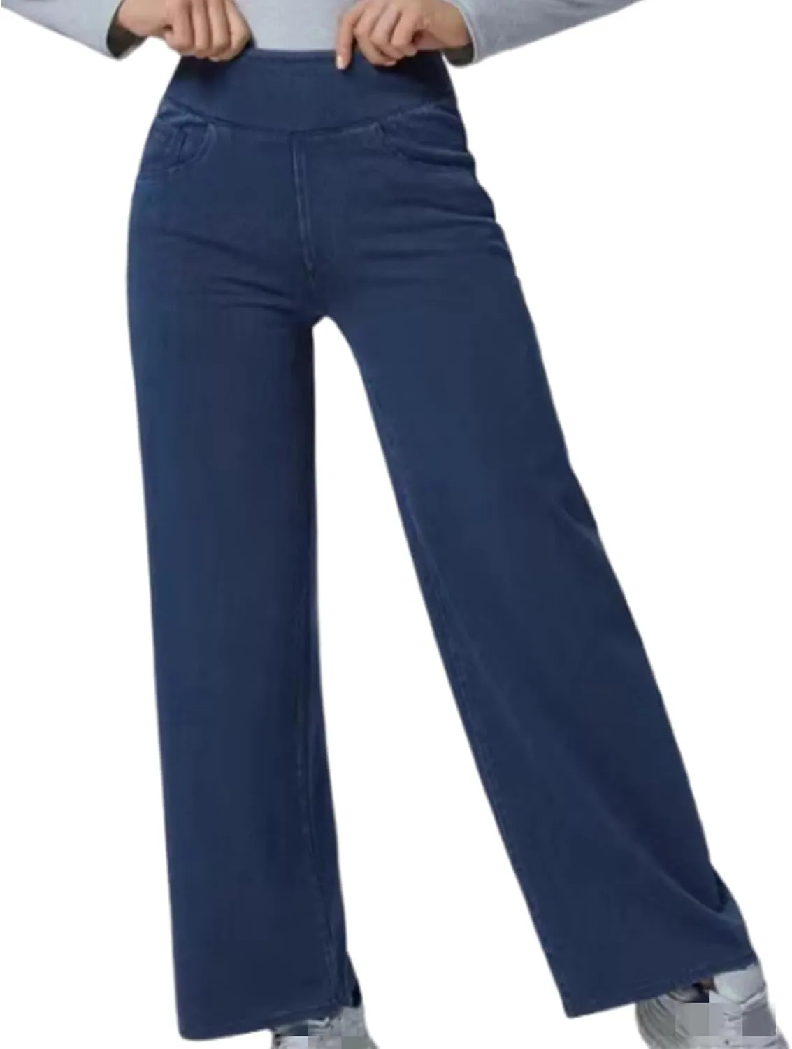Easetrousers - High Waisted Multi-pocket Straight Leg Stretchy Pants Women's Casual Wide Leg Long Trousers