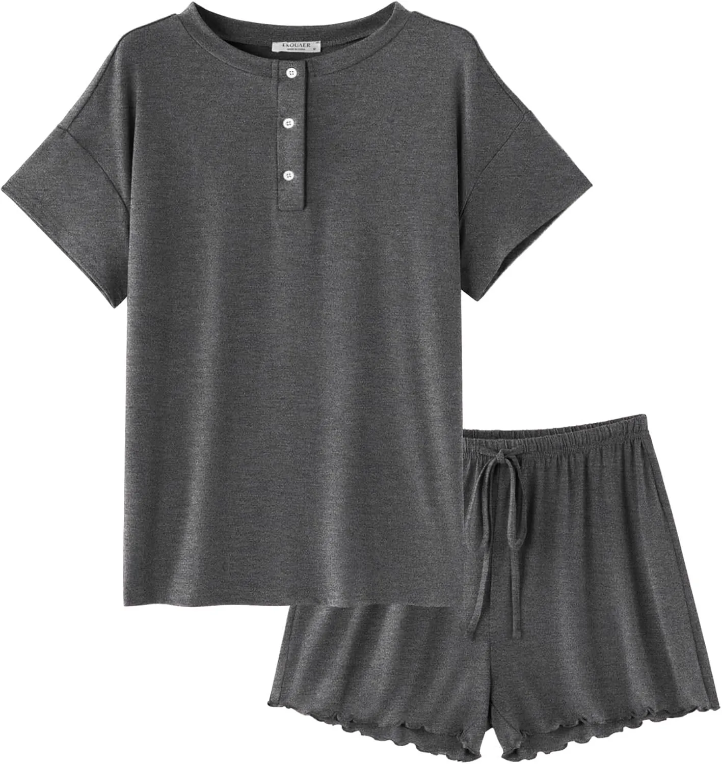 Ekouaer Womens Pajama Sets 2 Piece Pjs Short Sleeve Lounge Set Soft Comfy Sleepwear Loungewear S-XXL